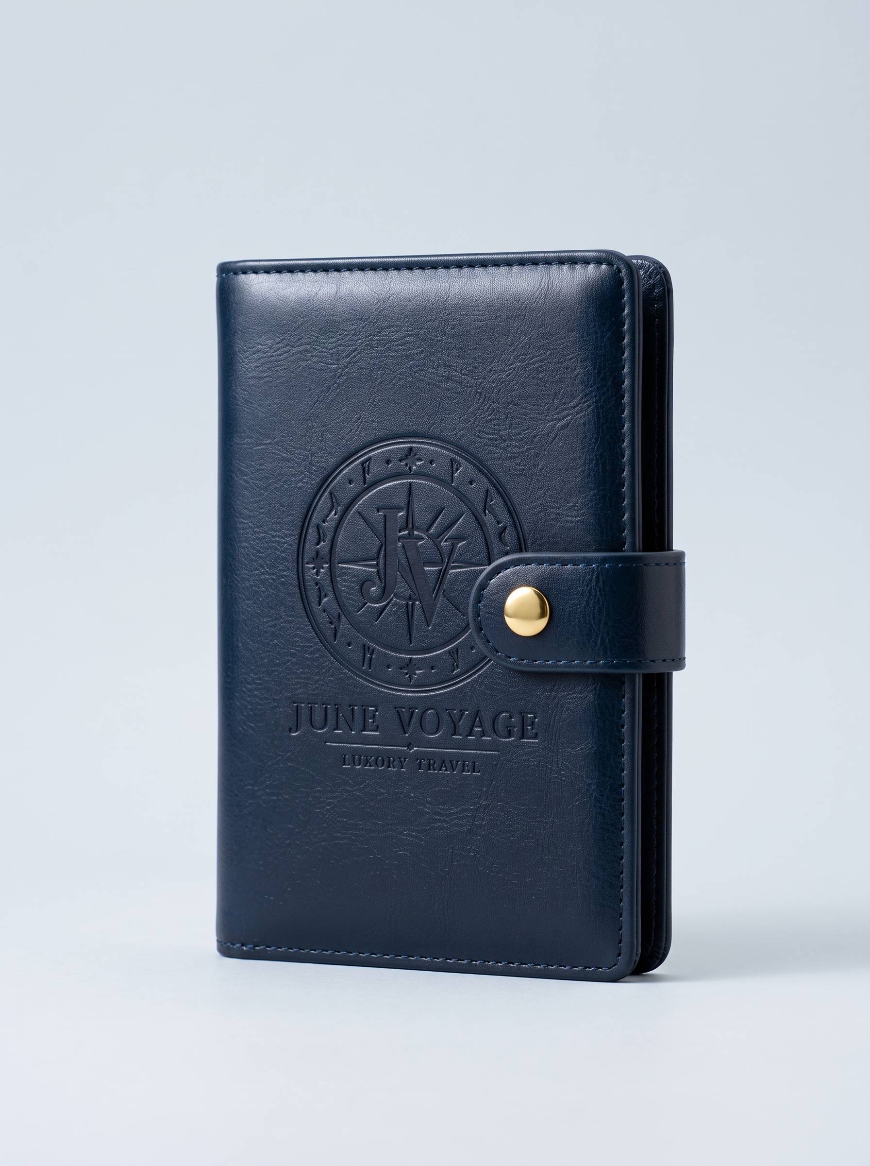 The Voyager RFID Passport Wallet in navy leather
